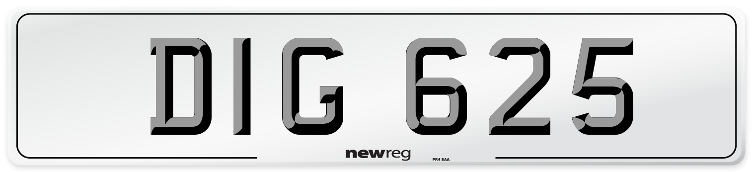 DIG 625 Number Plate from New Reg
